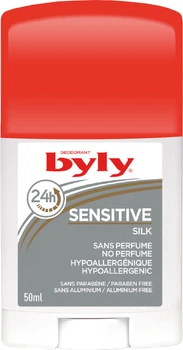 Дезодорант-стик Byly Sensitive Silk Защита 24 часа Без запаха и алюминия Гипоаллергенный для чувствительной кожи 50 мл (8411104004740)