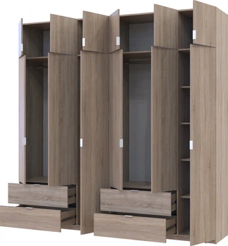 Шафа для одягу Doros Лукас 3+3 Дуб сонома 255х50х240 см