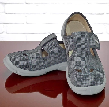 Тапочки для хлопчика ортопедичні капчики на липучках Waldi Natur Marco dark gray 28(устілка 17,8см)