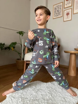 Детская пижама для мальчика Koçak с рисунком Майнкрафт, хлопок, рост 104 см (2647212784-KID)