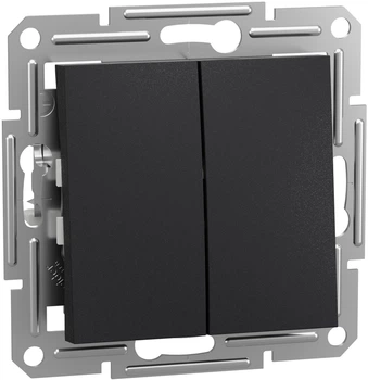 Вимикач 2-клавішний Schneider Electric Asfora самозажимний антрацит EPH0300171