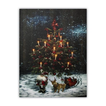 Светящаяся картина - Елка со светящимися свечами, 12&nbsp;LЕD ламп, 40*30*1,8 см (940010)