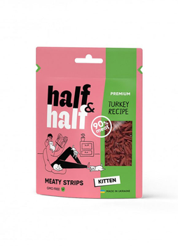 Лакомства для котят Half&Half в форме мясных кусочков с индейкой, 50 г