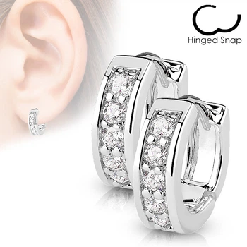 Серьги-конго из стали "Лия" с дорожкой белых фианитов