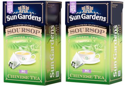 Упаковка чая зеленого Sun Gardens SourSop 20 пирамидок по 2.5 г х 2 шт (4820082707439_1)