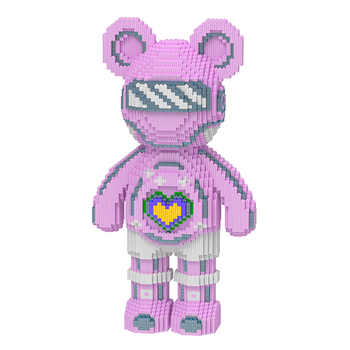 Конструктор Magic Blocks, що світиться, ведмедик Bearbrick 50 см Рожевий