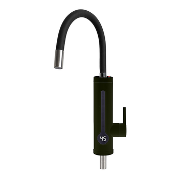 Проточный водонагреватель WEZER SDR-G8TR-Black для кухни, гибкий излив, датчик темп., термопредохран., 3,3