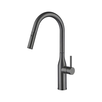 Смеситель для кухни GAPPO G4398-41 с выдвижным изливом, нерж. сталь, Ø35, оружейная сталь