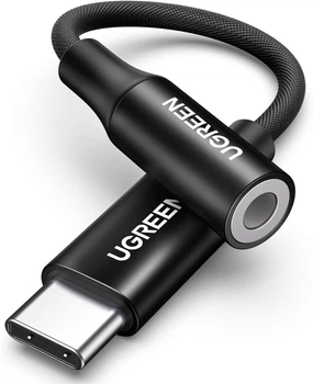 Переходник DAC chip кабель USB Type-C to 3.5 mm Ugreen AV161 аудиоадаптер для наушников Black (50631)