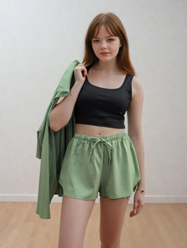 Шорти льоновмісні на резинці Мія Wear me L Зелений (хакі) (19_25_WM001_11138)