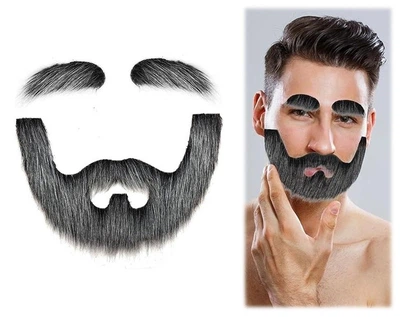 Накладна борода та брови на клейкій основі Costume Beard Kit Grey