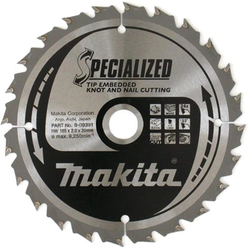 Пиляльний диск MAKITA 165*20мм*24Т по дереву з цвяхами SPECIALIZED B-09391