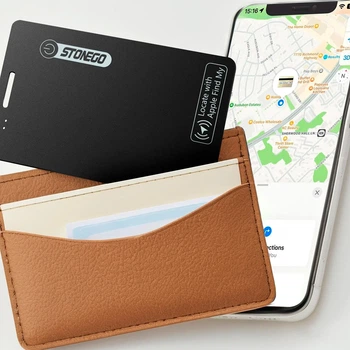 Смарт-карта Трекер для кошелька 2 мм Водонепроницаемый IP68 совместим с Apple Find My Универсальный Черная