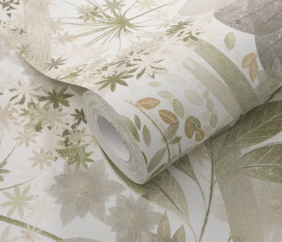 Флизелиновые обои винил горячего тиснения Erismann Secret Garden 12238-35 Зеленый (1,06х10,05м)