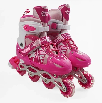 Роликовые коньки 082-L Best Roller колеса PVC светящиеся. Pink (размер 39-43) (173840)