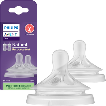 Соска силіконова Philips Avent Natural Природний потік 6+ міс для густої їжі 2 шт (SCY966/02)