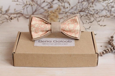 Галстук-бабочка Elena Goloob Romantik one size бежевый с пудровым
