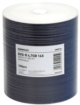 Dyski Omega DVD-R 4.7 GB 16X FF White Inkjet Printable Spindle Pack 100 szt (OMDP16-)