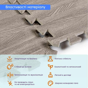 Пол-пазл модульный мягкий 60х60х1см Серое дерево Sticker Wall SW-00000209