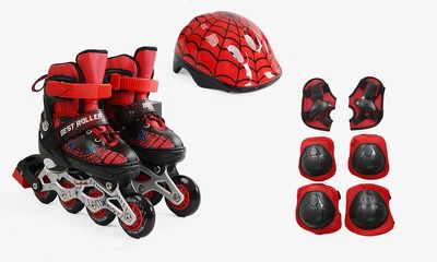 Комплект роликов с защитой 405-S Best Roller колеса PVC светящиеся. Red (размер 28-31) (173348)