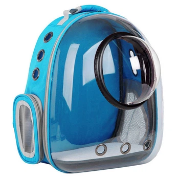 Рюкзак для переноски животных с иллюминатором CosmoPet CP-101 для кошек и собак Clear Light Blue
