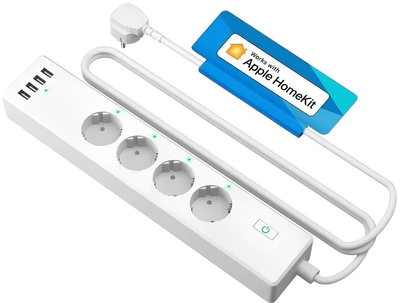 Inteligentna listwa zasilająca Meross 4 gniazda 1.8 m White (0680306682775)