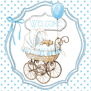 Комплект 12 шт. Декупажні серветки "Welcome blue", 33*33 см, 18,5 г/м2, 20 шт, Ambiente 13312985 8712159152449
