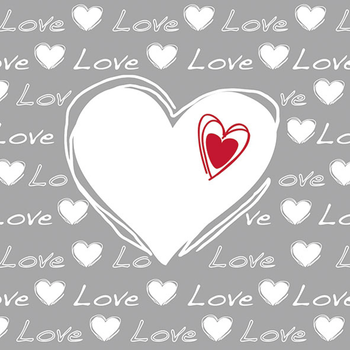 Комплект 12 шт. Декупажні серветки "Love Heart", сірі, 33*33 см, 18,5 г/м2, 20 шт, Ambiente 13312750 8712159151299