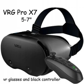VR Окуляри 3D, шолом віртуальної реальності VRG Pro X7 Чорні для телефонів з екраном від 5"-7" із чорним пультом ДУ