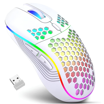 Беспроводная Игровая SZKOSTON Empty M7 Белая 2.4g Мышь с подсветкой и аккумулятором, 1600 DPI