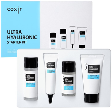 Zestaw do pielęgnacji twarzy Coxir Ultra Hyaluronic Toner 30 ml + olejek do demakijażu 20 ml + ampułka 10 ml + krem 20 ml (8809080826478)