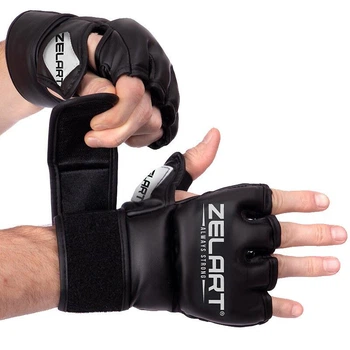 Перчатки для смешанных единоборств MMA Zelart BO-5699 размер XS черный-белый