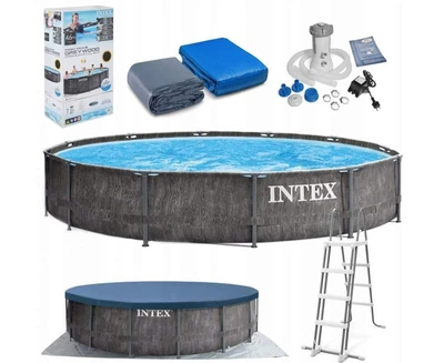 Каркасный бассейн 457 x 122 см Intex 26742 GreyWood Prism Frame Pool