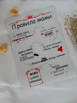 Магніт на холодильник "Правила мами". Подарунок для мами.