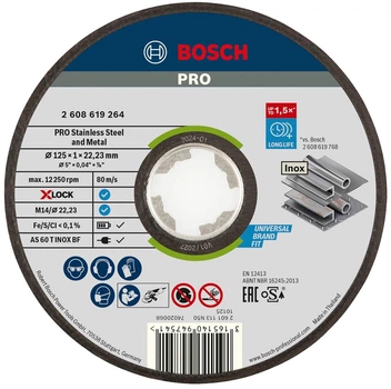 Круг отрезной Bosch X-Lock PRO Stainless Steel and Metal 125×1×22.23 мм (2608619264)