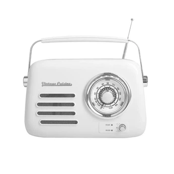 Кухонне радіо Vintage Cuisine у ретро стилі з металевою ручкою з Bluetooth та акумулятором Біле