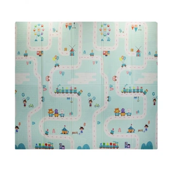 Детский игровой двухсторонний коврик Город и Мишка 200х180х0.8см (253785)