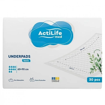 Пеленки для младенцев ActiLife Med Basic 60 х 90, 30 шт (4820174981488)