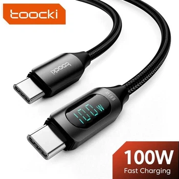 Кабель 1м Toocki Type-C-Type-C PD 100W (20V/5A) LED дисплей швидка зарядка для смартфонів