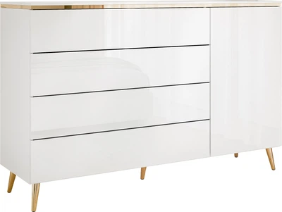 Комод Frisco Моника 1400х400х900 мм Белый глянец/Золото 1д4ш (42937-LUK1850)