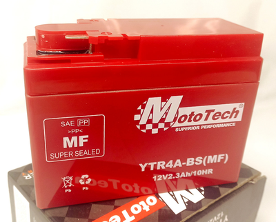 Акумулятор гелевий мото Mototech 2,3A 12V YTR4A-BS 113х49х85 мм