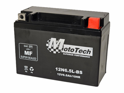 Акумулятор гелевий мото Mototech 6.5A 12V 12N6,5L-BS 135х65х100 мм