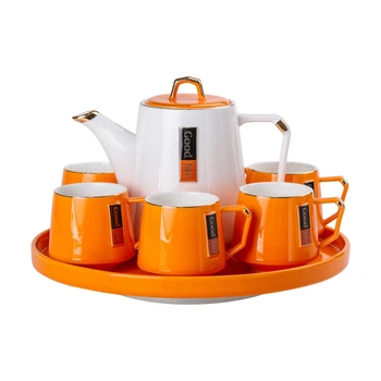 Чайний сервіз на 6 персон із керамічною підставкою Orange HP-15-27