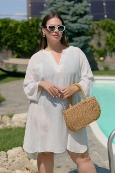 Накидка сорочка сукня пляжна туніка plus size Біла
