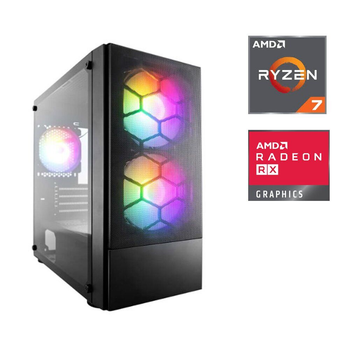 Игровой ПК 1stPlayer X4-M-BK-2F1P-1F1 Black Tower / AMD Ryzen 7 8700F (8 (16) ядер по 4.1 - 5.0 GHz) / 32 GB DDR5 / 1000 GB SSD M.2 / AMD Radeon RX 7600, 8 GB GDDR6, 128-bit б/у