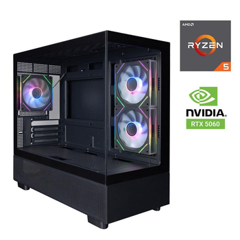 Игровой ПК 1stPlayer Mi5 A-BK-2F7R-1F7 Black Tower / AMD Ryzen 5 8400F (6 (12) ядер по 4.2 - 4.7 GHz) / 32 GB DDR5 / 1000 GB SSD M.2 / nVidia GeForce RTX 5060, 8 GB GDDR7, 128-bit / 500W б/у