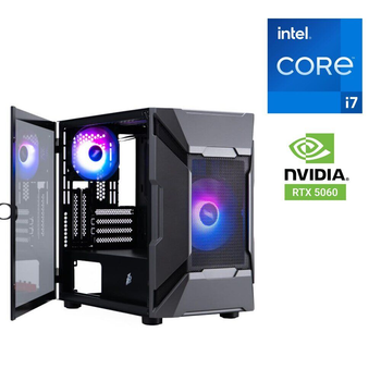 Игровой ПК 1stPlayer D3-A-BK-1F7-14-1F7 Black Tower / Intel Core i7-12700KF (12 (20) ядер по 2.7 - 5.0 GHz) / 32 GB DDR5 / 1000 GB SSD M.2 / nVidia GeForce RTX 5060, 8 GB GDDR7, 128-bit б/у
