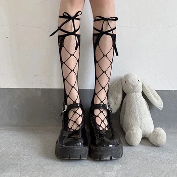 Гольфы кружевные ажурные аниме косплей Jk Tie черные One size