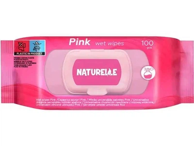 Вологі серветки NATURELLE 100шт РОЖЕВІ Pink (клапан)