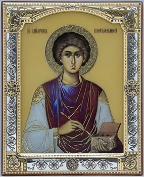 Ікона ArtGlass Святий Пантелеймон срібна (16,7x20,6 см.) (SA7020/4O)